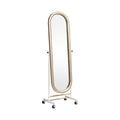 Modern Full-Length Mirror on Wheels with Oval Frame