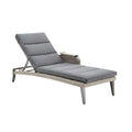 Adjustable Outdoor Chaise Lounge with Cushioned Gray Upholstery